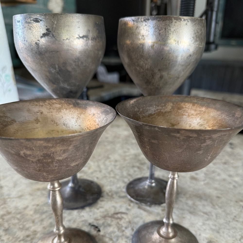 4 Vintage Silver Plated Goblets